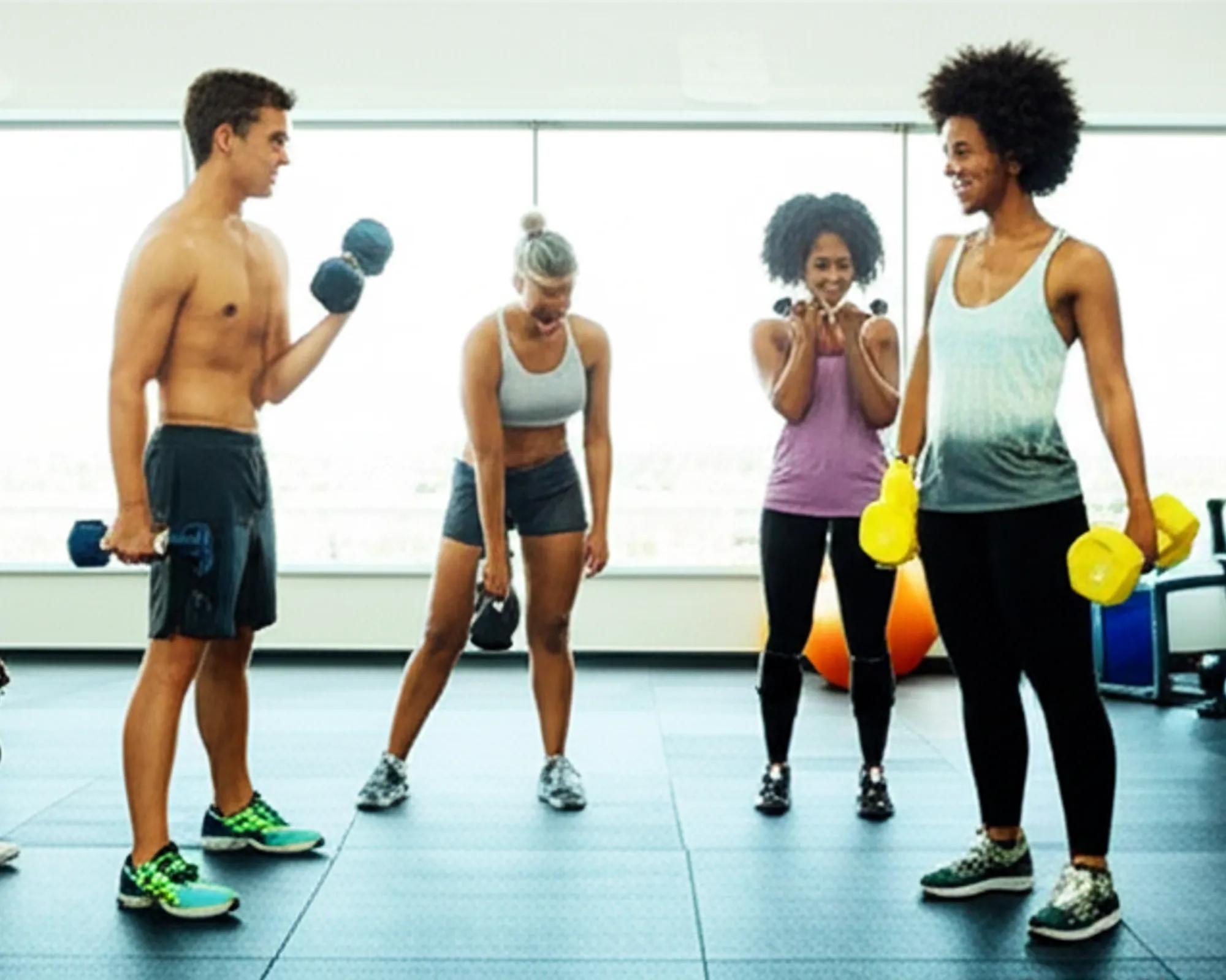 People confidently exercising in a gym, demonstrating good form and a positive mindset, symbolizing the overcoming of fitness myths.